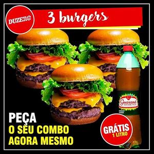 COMBO 3 BURGER + GUARANA ANTARCTICA 1 L