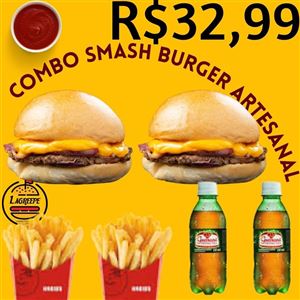 COMBO 2 SMASH ARTESANAL + 2 FRITAS E REFRI