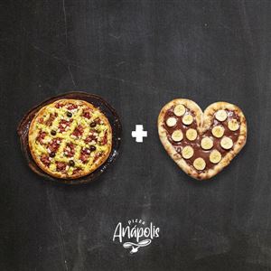 1 PIZZA GRANDE + 1 MINI LOVE DOCE COM BORDA