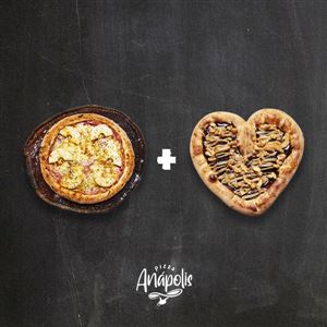1 PIZZA INDIVIDUAL + 1 MINI LOVE DOCE COM BORDA