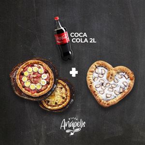 2 PIZZA GRANDE + 1 MINI LOVE DOCE COM BORDA + REFRIGERANTE 2 LITROS