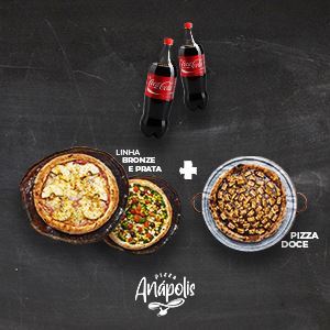 2 PIZZAS GIGANTES + 1 PIZZA DOCE GIGANTE COM BORDA + 2 REFRIGERANTES 2 LITROS