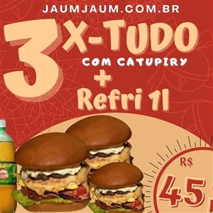 3 X TUDO COM CATUPIRY + GUARANÁ 1L *Promoção*